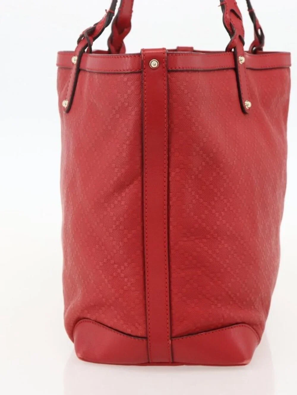 GUCCI Diamante Tote Bag PVC Red Gold 247209 Auth 175652
